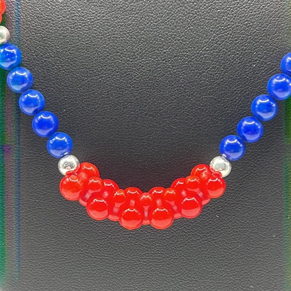 ARTISAN RED CORAL, LAPIS, PEARL, AND STERLING SILVER 20” NECKLACE - Picture 2 of 9